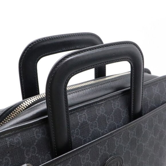 Authentic Gucci GG Supreme Briefcase Monogram Medium Messenger Bag Black Mens - Picture 7 of 12